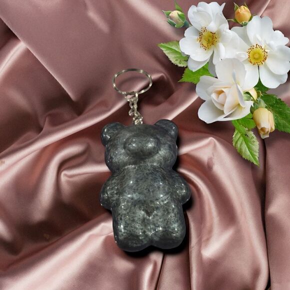 Gray Silver Gummy Bear Keychain(Z153) - Picture 3 of 6